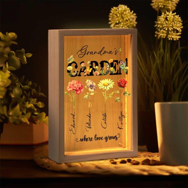Personalized Grandma’s Garden Night Light Box – Birth Month Flower Gift