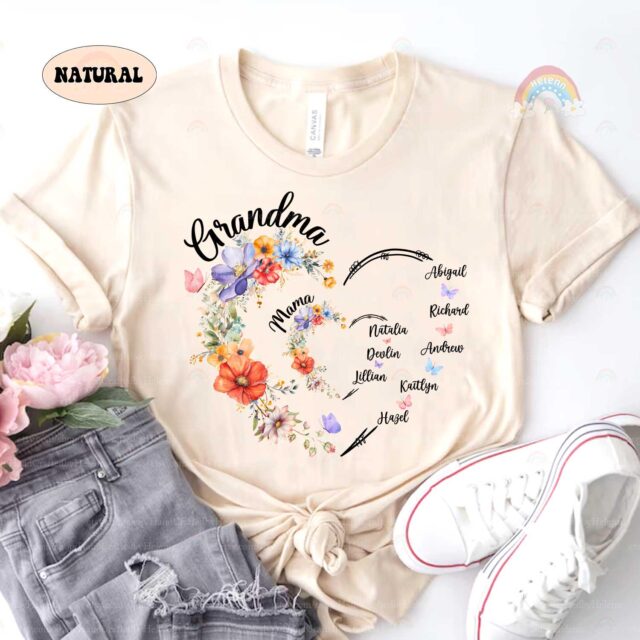 Custom Grandma Heart Shirt – Personalized “First Mom, Now Grandma” Gift