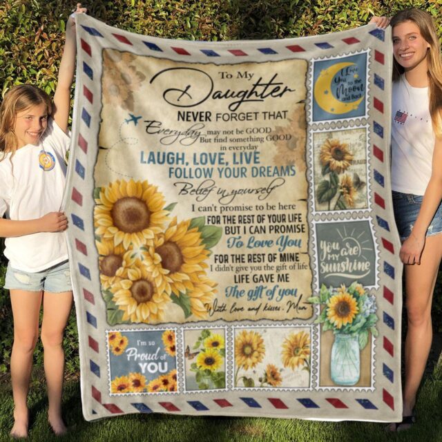 To My Daughter Blanket Sunflower Family Gift from Mom