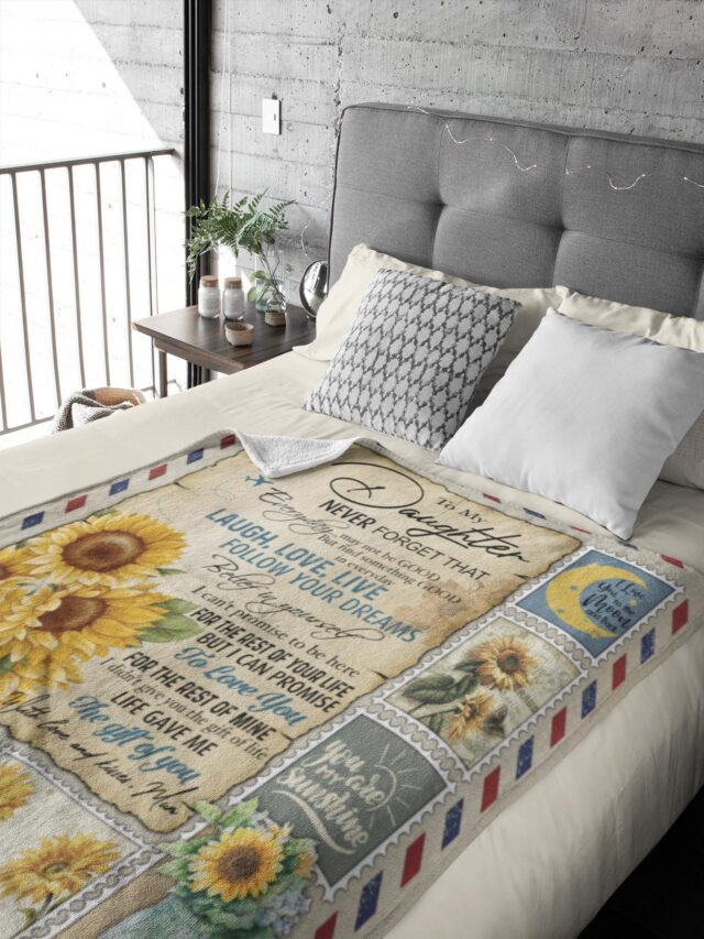 To My Daughter Blanket Sunflower Family Gift from Mom