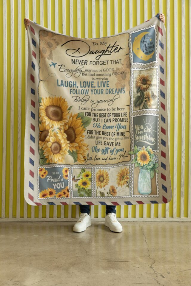 To My Daughter Blanket Sunflower Family Gift from Mom