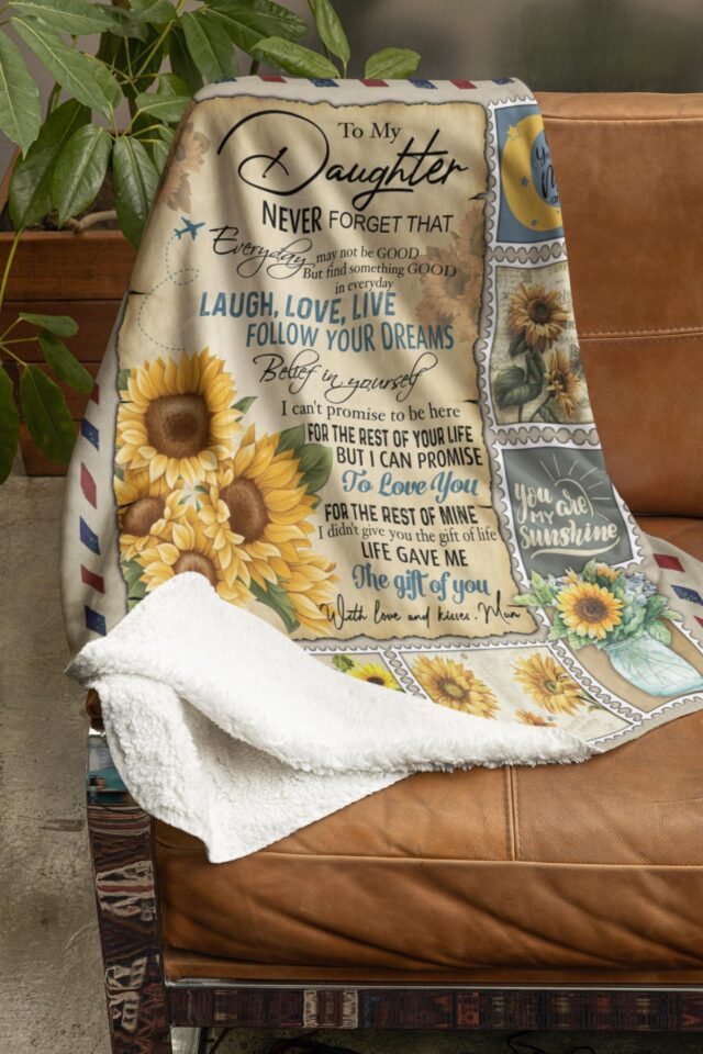 To My Daughter Blanket Sunflower Family Gift from Mom