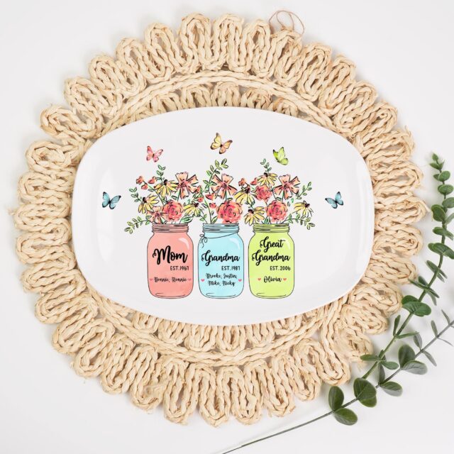 Personalized Grandma Plate – Custom Family Platter Mother’s Day Gift