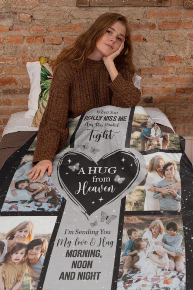 Custom Memorial Grandma Blanket – A Hug from Heaven Remembrance Gift