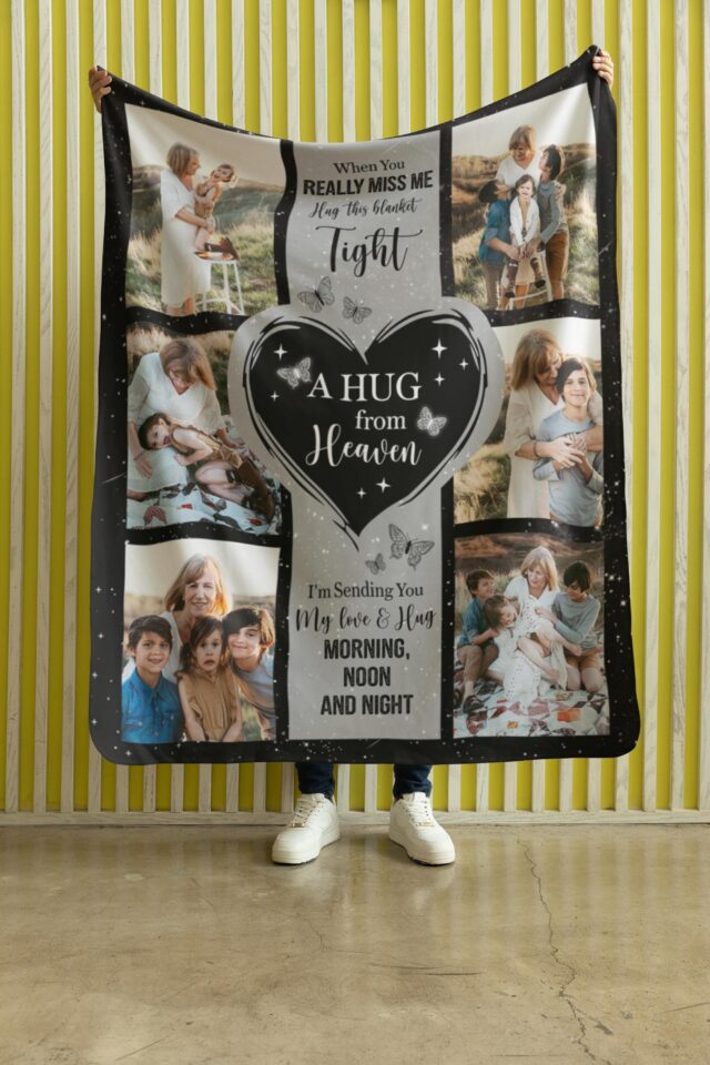 Custom Memorial Grandma Blanket – A Hug from Heaven Remembrance Gift