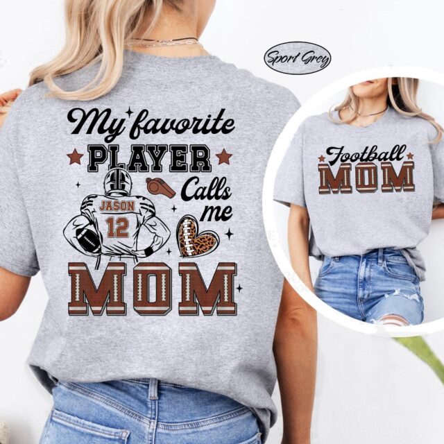 Personalized Football Mom Shirt – Custom Sports Tee with Name & Number | Mother’s Day Gift