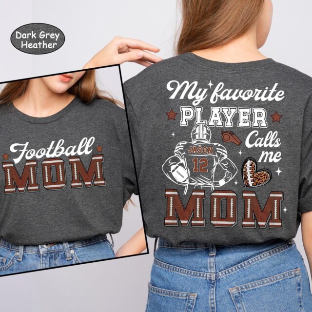 Personalized Football Mom Shirt – Custom Sports Tee with Name & Number | Mother’s Day Gift