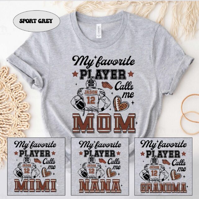 Personalized Football Mom Shirt – Custom Name & Number Sports Tee | Mother’s Day Gift