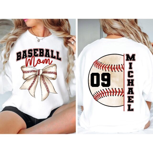 Personalized Baseball Mom Shirt – Custom Name & Number Sports Tee