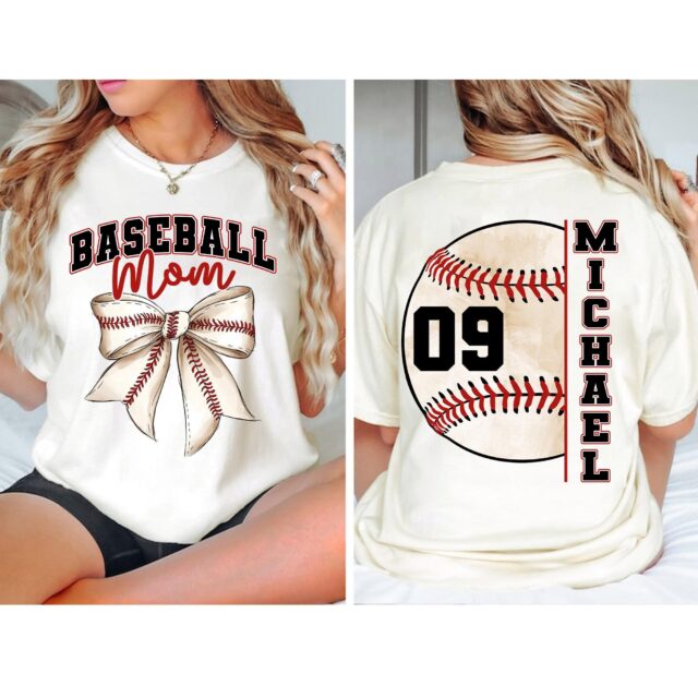 Personalized Baseball Mom Shirt – Custom Name & Number Sports Tee