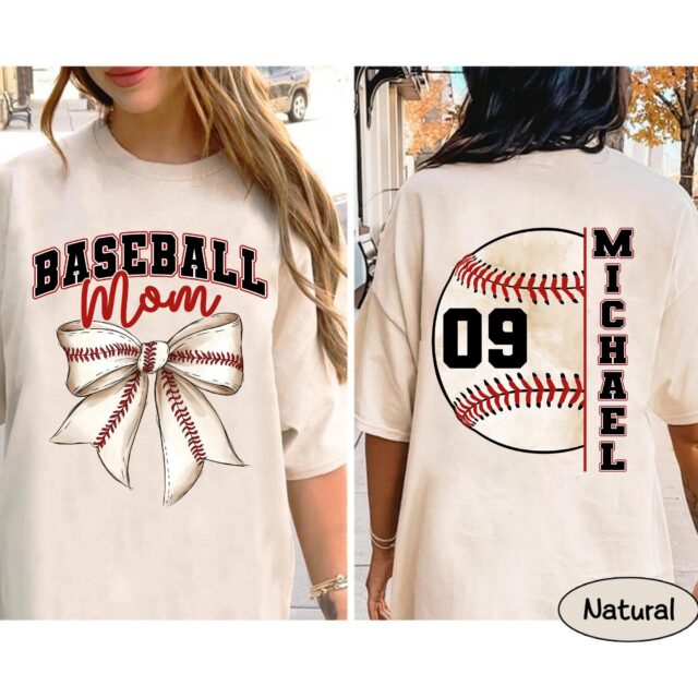 Personalized Baseball Mom Shirt – Custom Name & Number Sports Tee