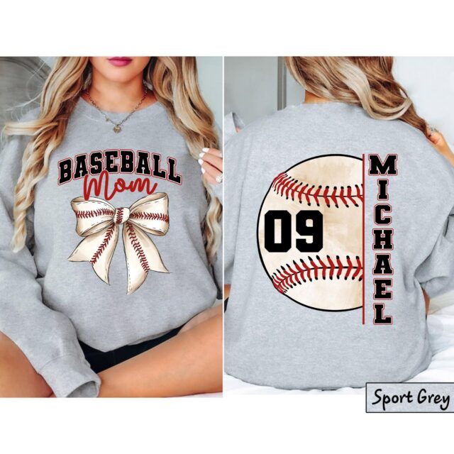 Personalized Baseball Mom Shirt – Custom Name & Number Sports Tee