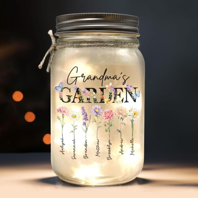 Personalized Grandma’s Garden Night Light – Custom Birth Month Flowers Mother’s Day Gift