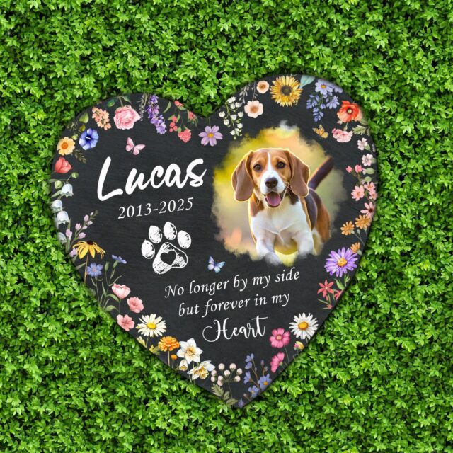 Personalized Pet Memorial Stone – Custom Dog or Cat Memorial Gift with Photo Frame