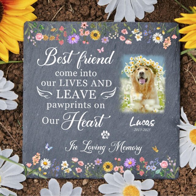 Custom Pet Memorial Stone – Personalized Dog & Cat Memorial, Photo Pet Tribute, Pet Loss Gift