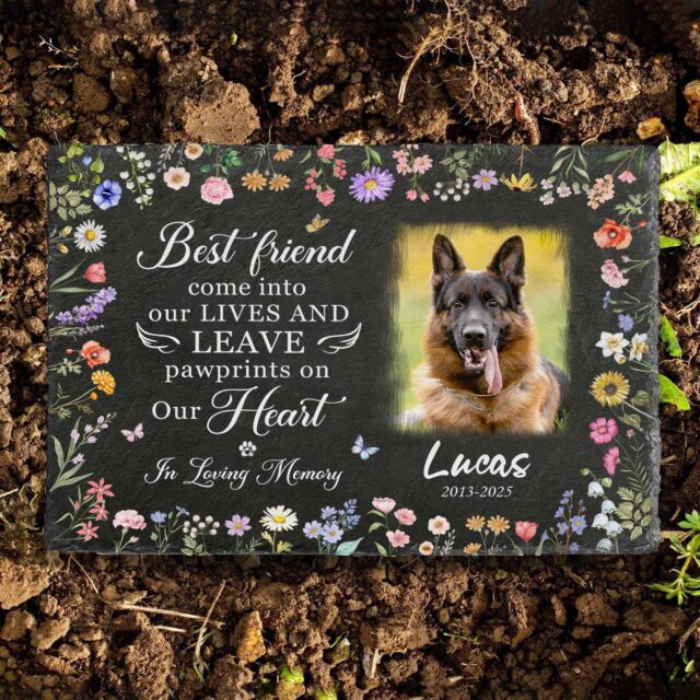 Custom Pet Memorial Stone – Personalized Dog or Cat Memorial with Photo Frame