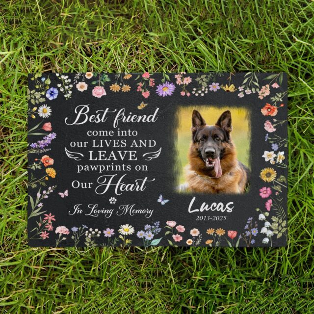 Custom Pet Memorial Stone – Personalized Dog or Cat Memorial with Photo Frame