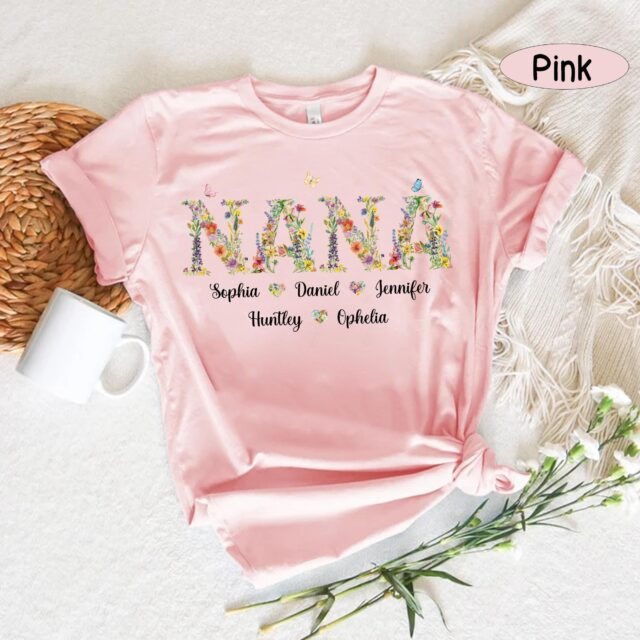 Personalized Floral Grandma Shirt – Custom Grandma Shirt with Grandkid Names, Mother’s Day Gift