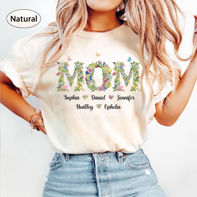 Personalized Floral Grandma Shirt – Custom Grandma Shirt with Grandkid Names, Mother’s Day Gift