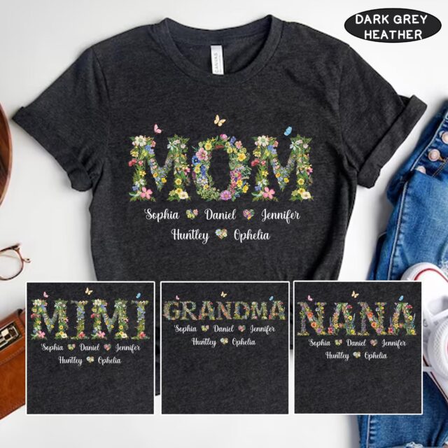 Personalized Floral Grandma Shirt – Custom Grandma Shirt with Grandkid Names, Mother’s Day Gift