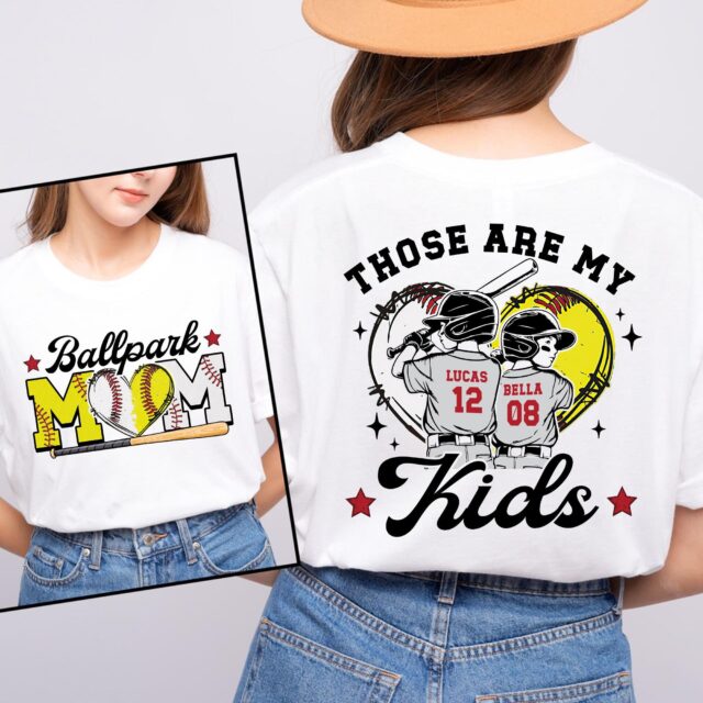 Custom Baseball Softball Mom Shirt – Ballpark Mama Tee, Those Are My Kids, Sports Mom Gift for Mother’s Day