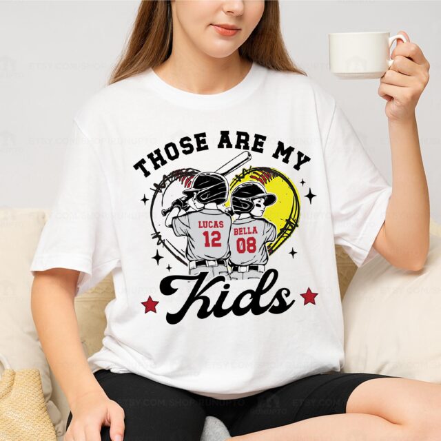 Those Are My Kids Shirt – Personalized Baseball Softball Mom Shirt, Ballpark Mama Tee, Mother’s Day Gift
