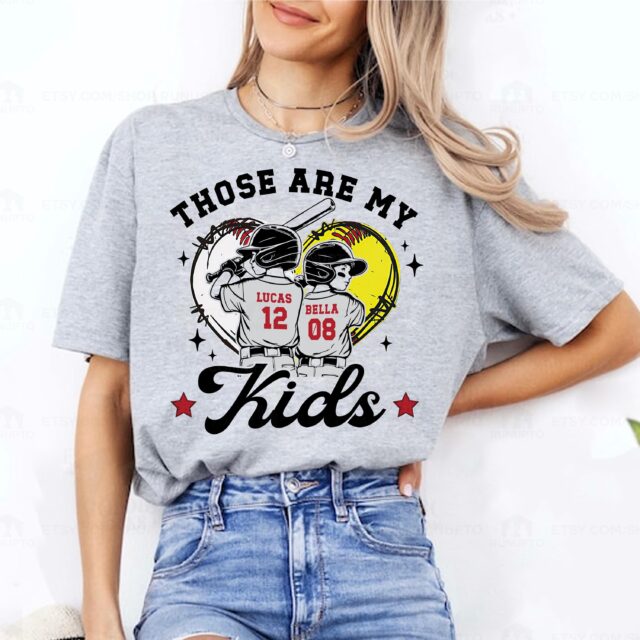 Those Are My Kids Shirt – Personalized Baseball Softball Mom Shirt, Ballpark Mama Tee, Mother’s Day Gift