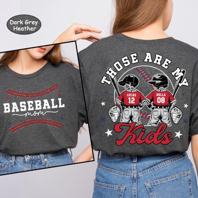 Personalized Baseball Mom Shirt – Custom Name & Number, Those Are My Kids Tee, Mother’s Day Gift