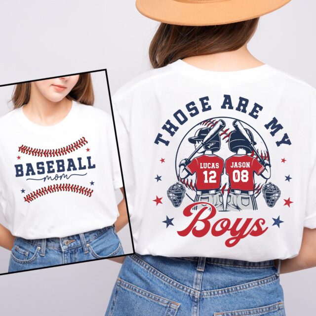 Personalized Baseball Mom Shirt – Custom Name & Number, Those Are My Kids Tee, Mother’s Day Gift