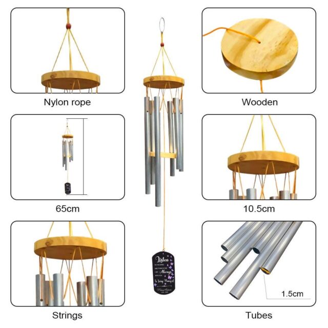 Personalized Memorial Windchimes – In Loving Memory Wind Chime, Bereavement & Sympathy Gift for Loss of Loved One