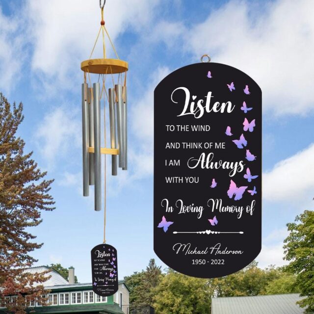 Personalized Memorial Windchimes – In Loving Memory Wind Chime, Bereavement & Sympathy Gift for Loss of Loved One