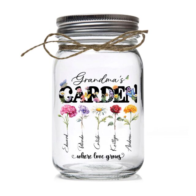 Personalized Grandma’s Garden Night Light – Birth Month Flowers Gift for Mom & Nana