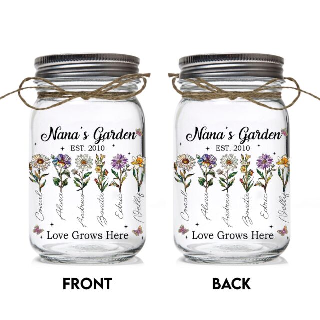 Personalized Grandma’s Garden Night Light – Custom Birth Month Flowers Gift for Nana, Gigi, Mother’s Day Gift