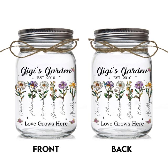 Personalized Grandma’s Garden Night Light – Custom Birth Month Flowers Gift for Nana, Gigi, Mother’s Day Gift