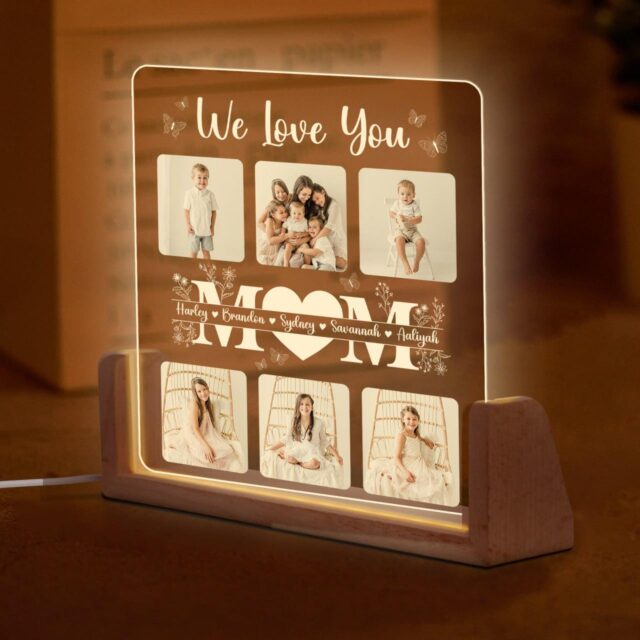 Personalized Mothers Day Photo Night Light Custom Gift for Mom & Grandma