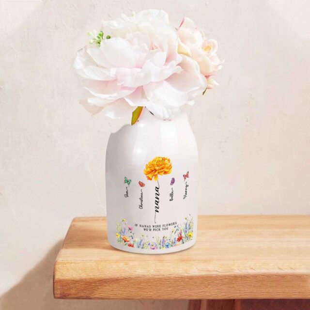 Custom Mothers Day Birth Month Flowers Wildflower Ceramic Vase Gift
