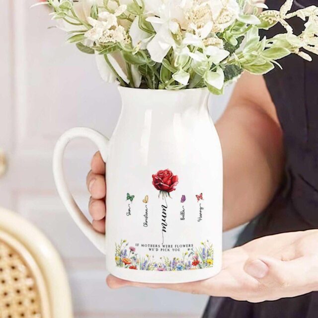 Custom Mothers Day Birth Month Flowers Wildflower Ceramic Vase Gift