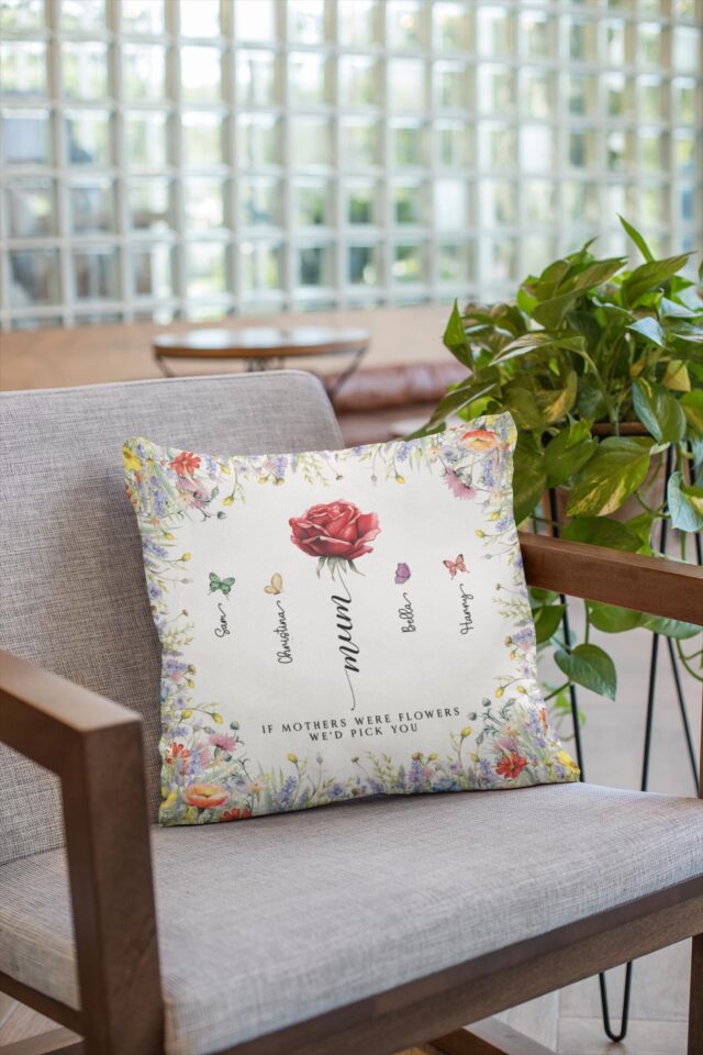 Birth Month Flowers Pillow Custom Mothers Day Gift for Mom & Grandma