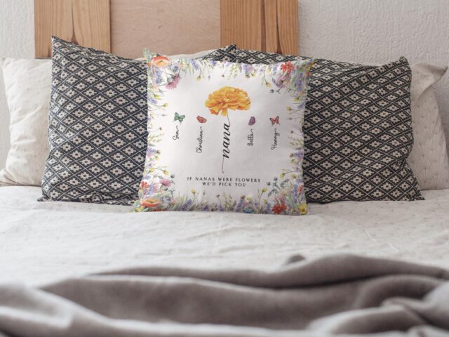 Birth Month Flowers Pillow Custom Mothers Day Gift for Mom & Grandma