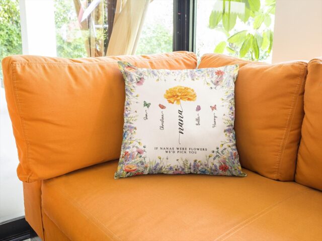 Birth Month Flowers Pillow Custom Mothers Day Gift for Mom & Grandma