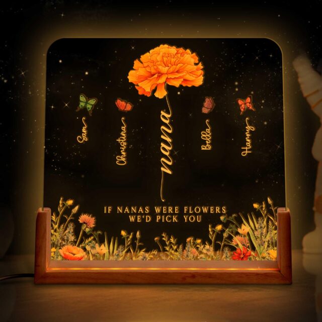 Personalized Nana Birth Month Flowers Night Light Mothers Day Gift