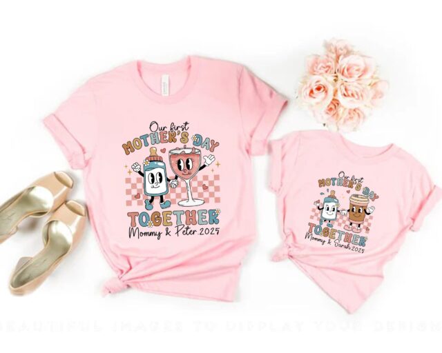 Personalized First Mothers Day 2025 Matching Mommy and Me Shirt