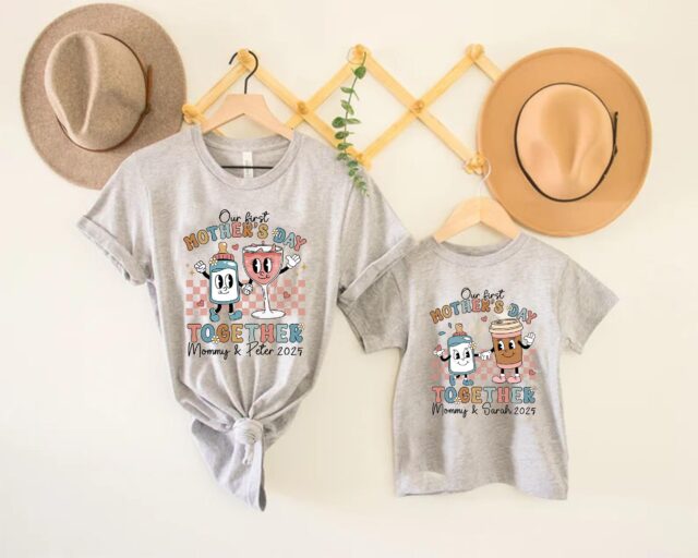 Personalized First Mothers Day 2025 Matching Mommy and Me Shirt