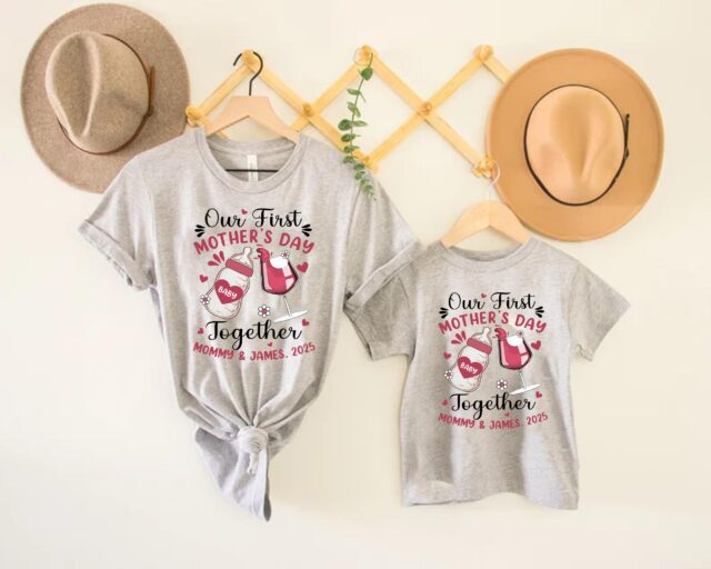 Personalized First Mothers Day 2025 Shirt Mommy and Me Matching Tee