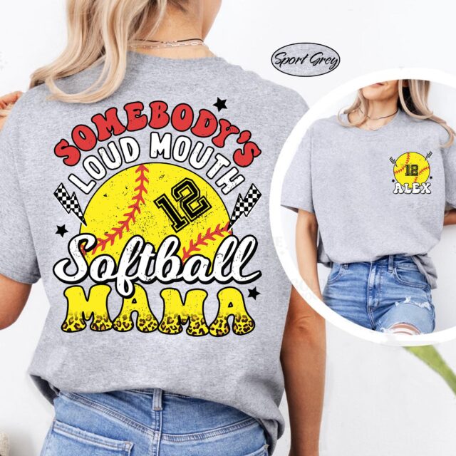 Custom Softball Mom Shirt Loud Mouth Softball Mama Tee