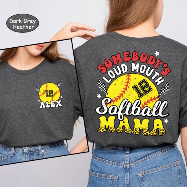 Custom Softball Mom Shirt Loud Mouth Softball Mama Tee