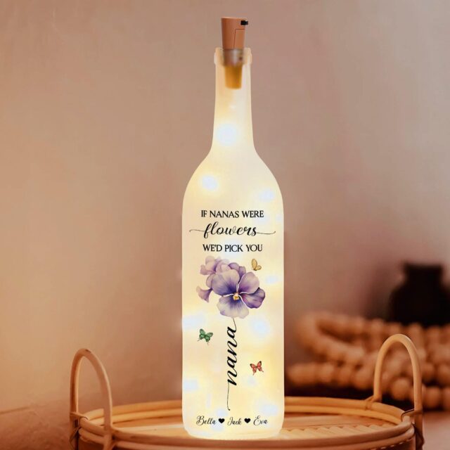 Personalized Nana Birth Month Flowers Bottle Lamp Mothers Day Gift
