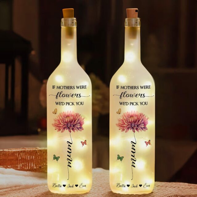 Personalized Nana Birth Month Flowers Bottle Lamp Mothers Day Gift