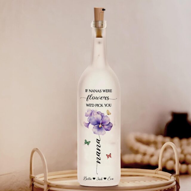 Personalized Nana Birth Month Flowers Bottle Lamp Mothers Day Gift