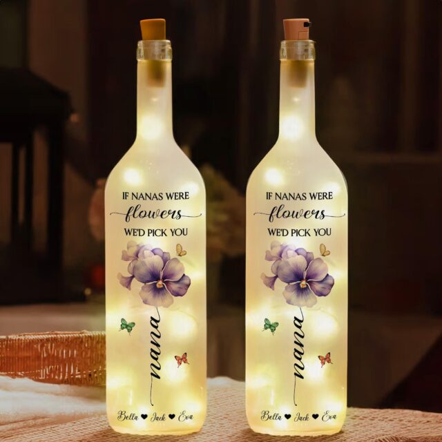 Personalized Nana Birth Month Flowers Bottle Lamp Mothers Day Gift